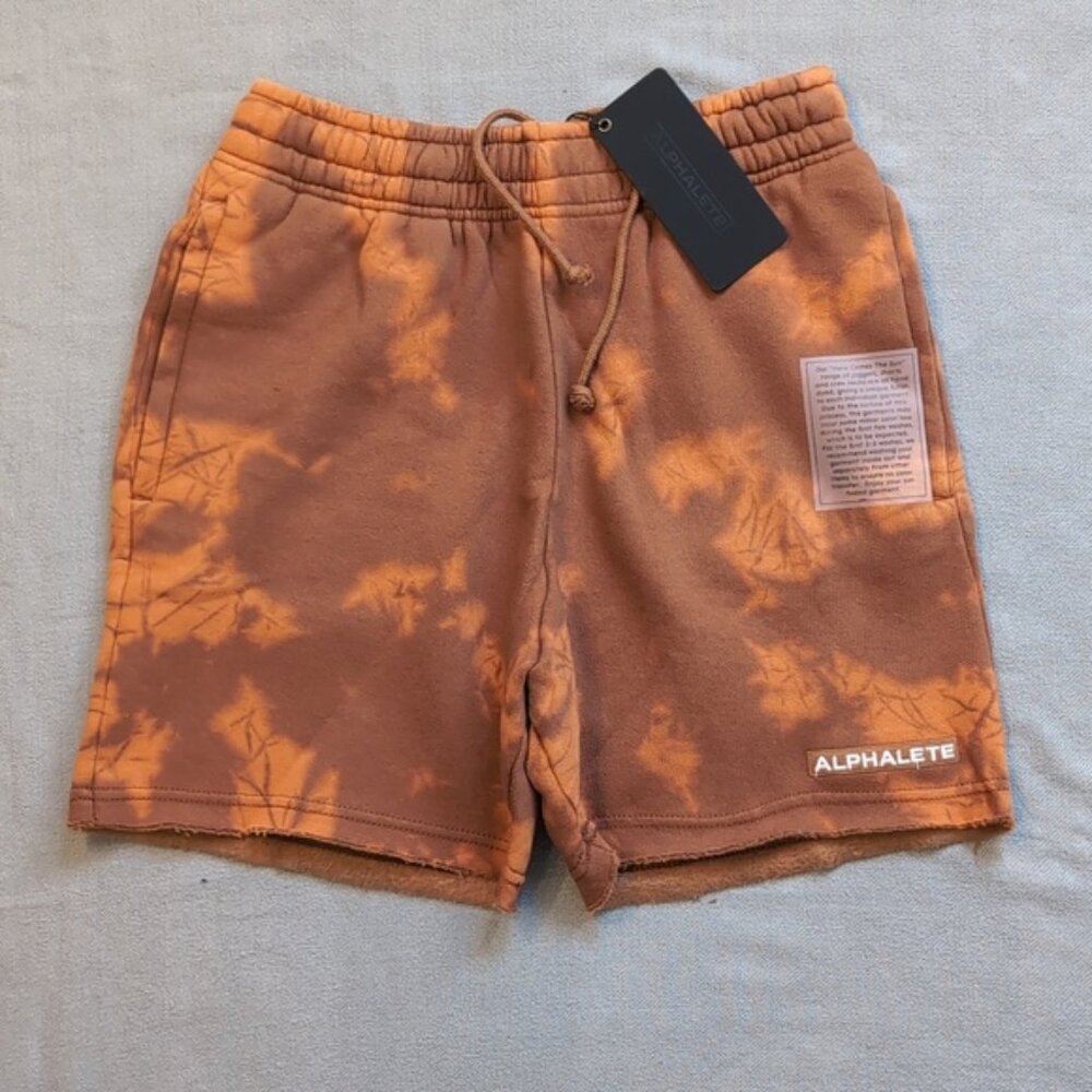 Alphalete NWT Washed Row-Cut Shorts Orange Men's S